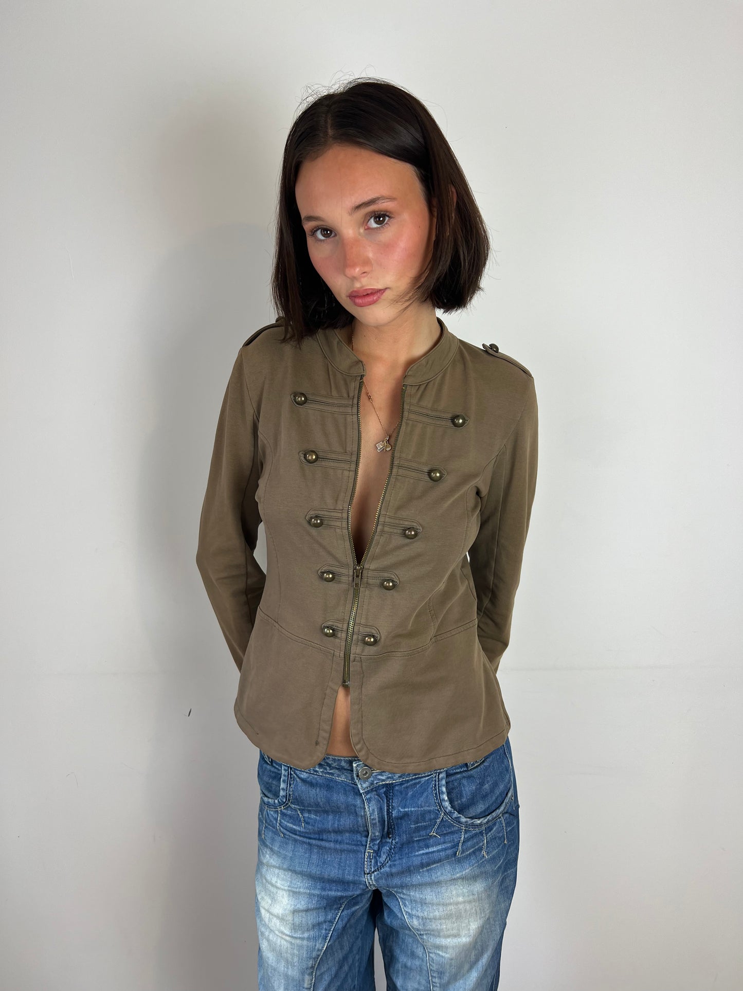 Vintage khaki military jacket, M