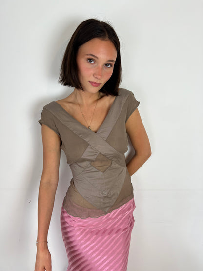 Vintage sheer brown top, S