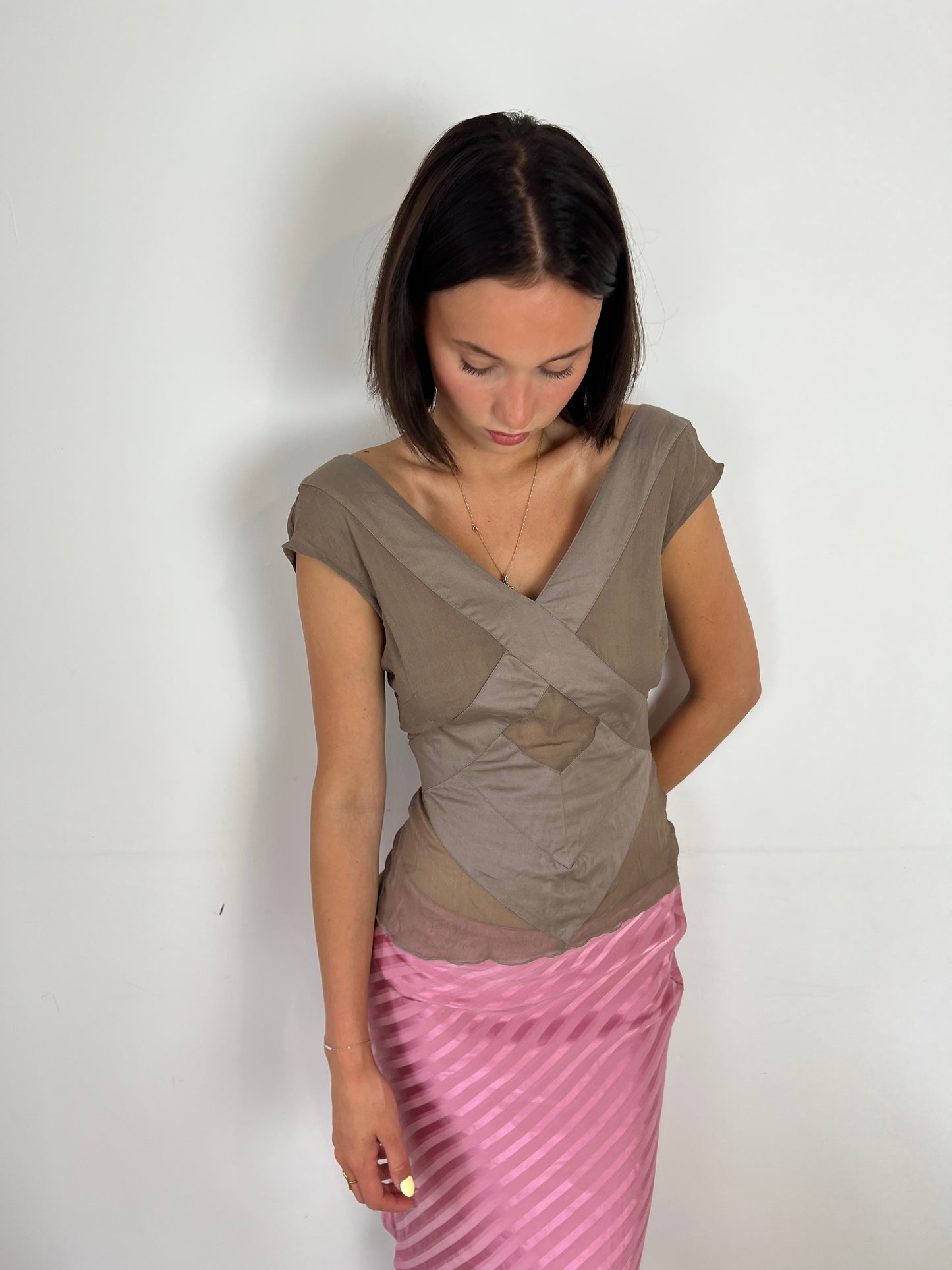 Vintage sheer brown top, S