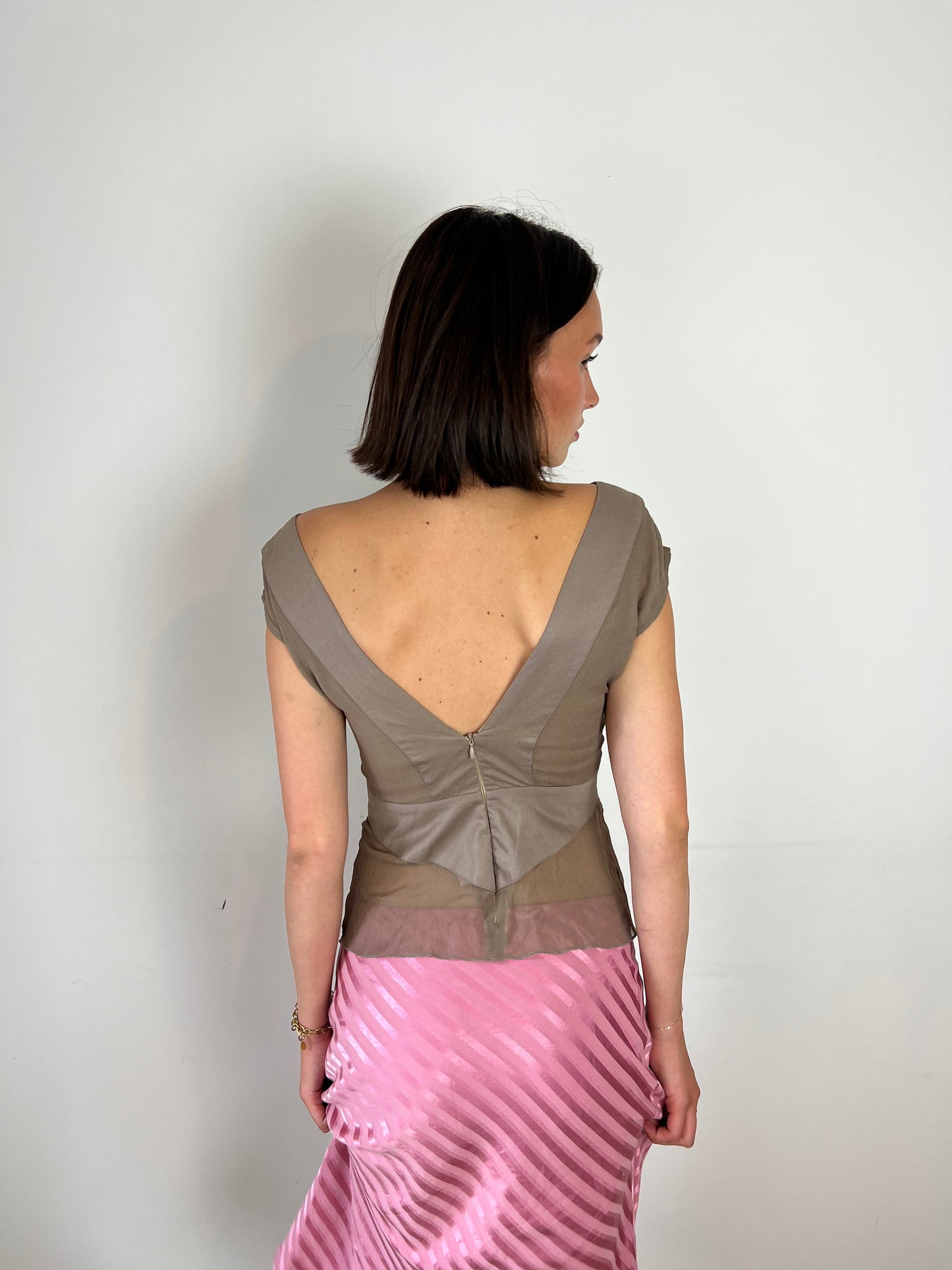 Vintage sheer brown top, S