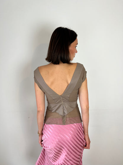 Vintage sheer brown top, S