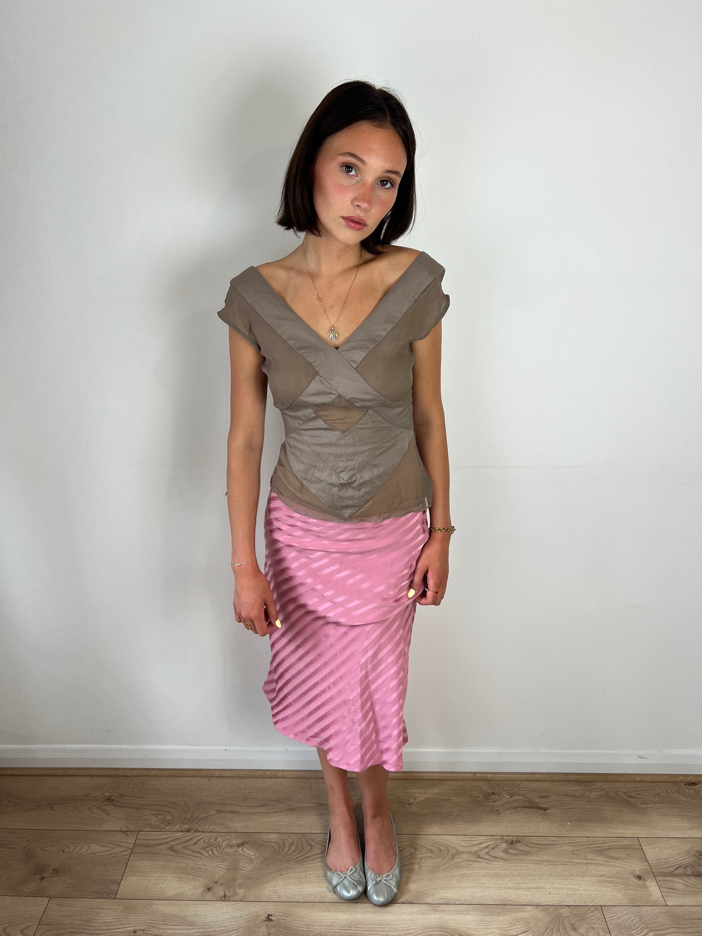 Vintage sheer brown top, S
