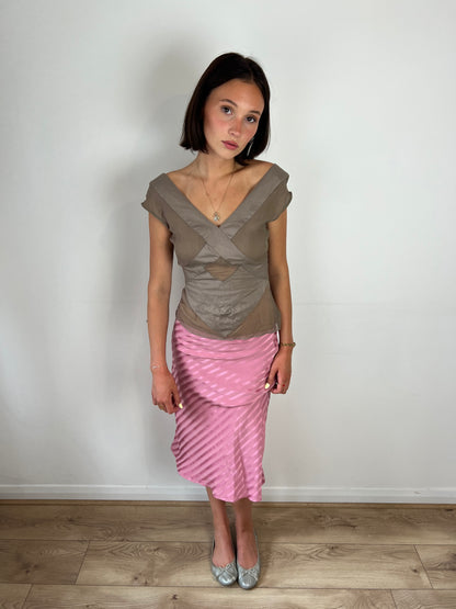 Vintage sheer brown top, S