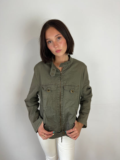 Vintage khaki cargo utility jacket, M