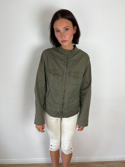 Vintage khaki cargo utility jacket, M