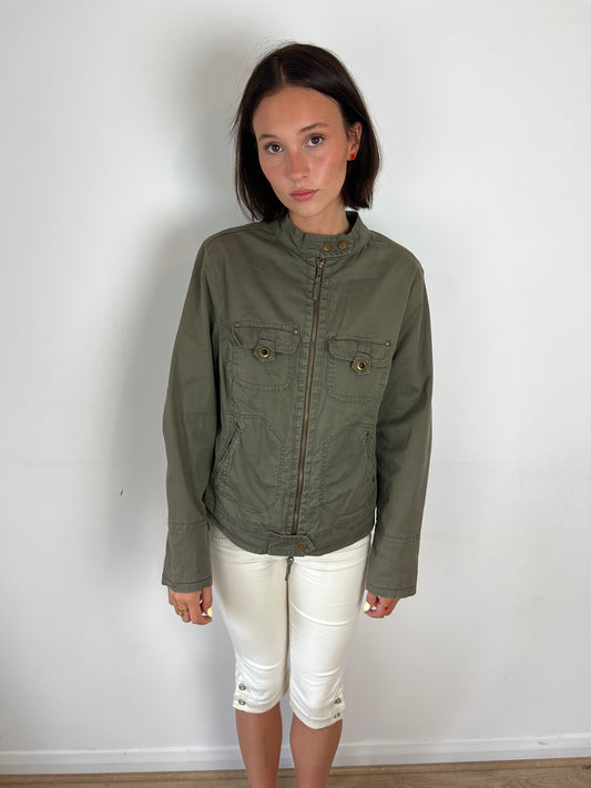 Vintage khaki cargo utility jacket, M