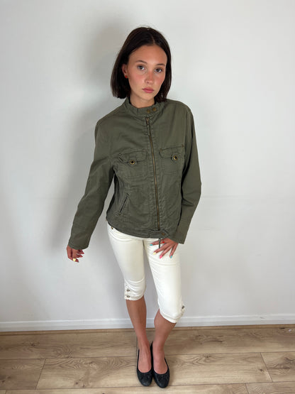 Vintage khaki cargo utility jacket, M