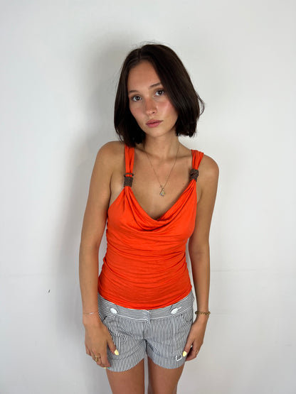 Morgan de toi orange cowl neck top, S/M
