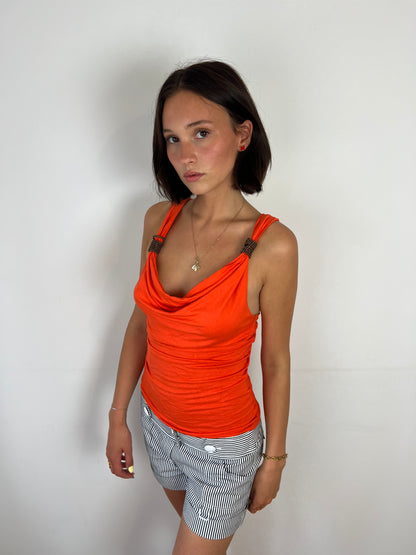 Morgan de toi orange cowl neck top, S/M