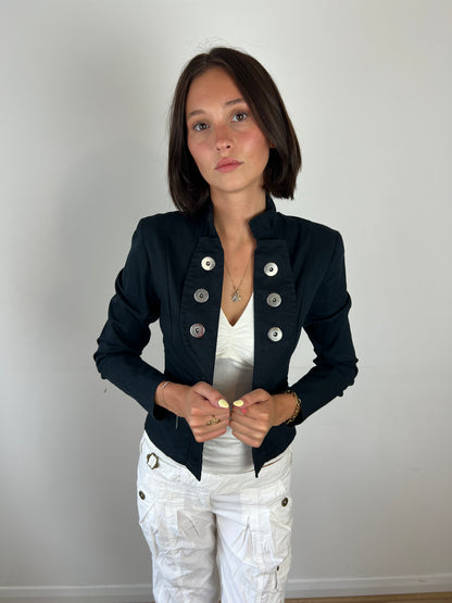 Vintage black military jacket, M