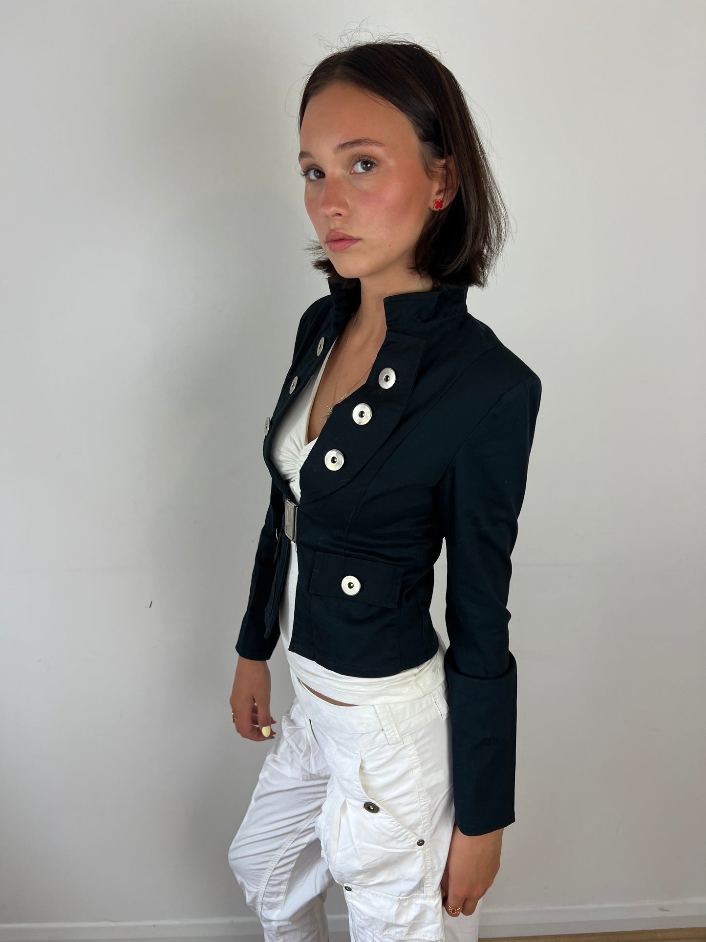 Vintage black military jacket, M