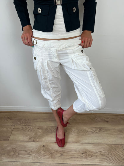 Vintage white parachute capris, S
