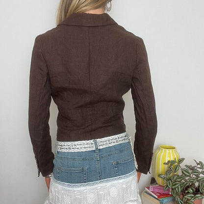 vintage 00s brown linen blazer