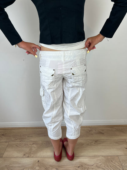 Vintage white parachute capris, S