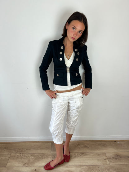 Vintage white parachute capris, S