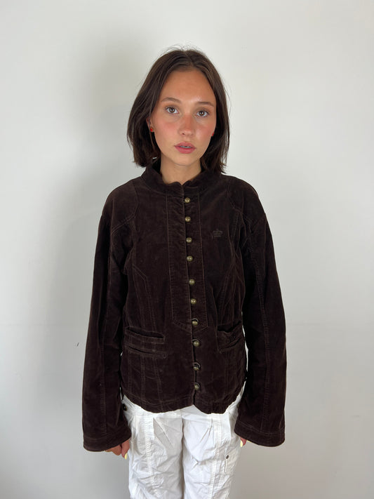 Vintage brown corduroy military jacket, M