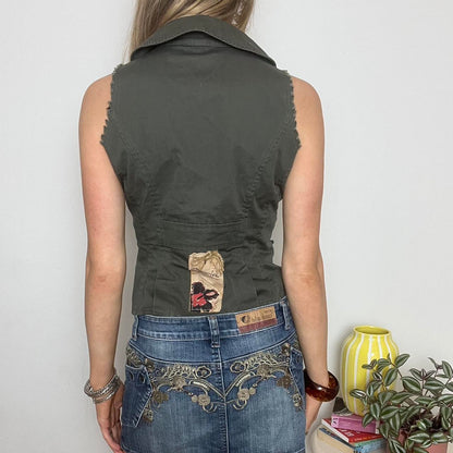 khaki double breasted waistcoat