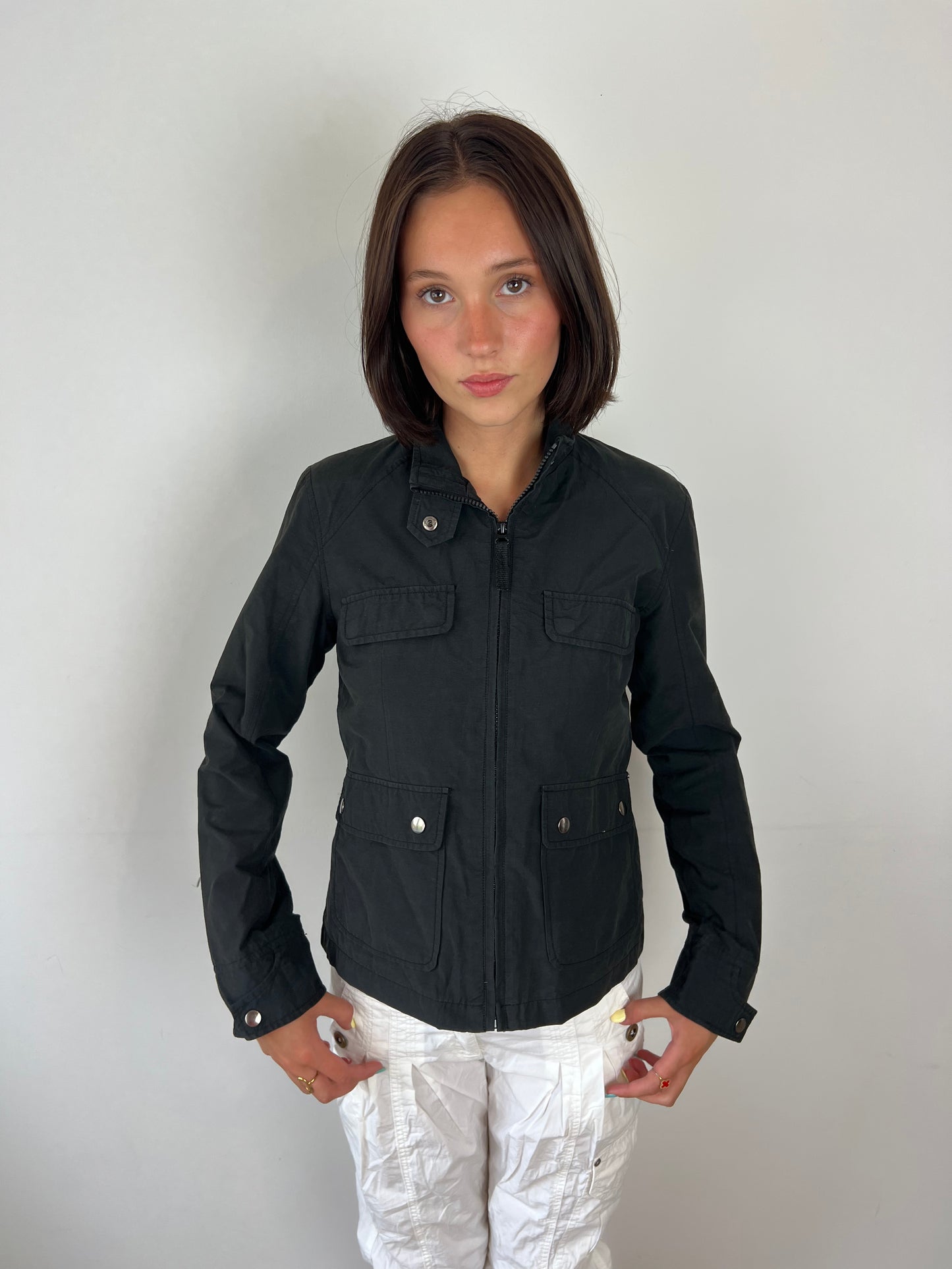 Vintage black cargo utility jacket, S