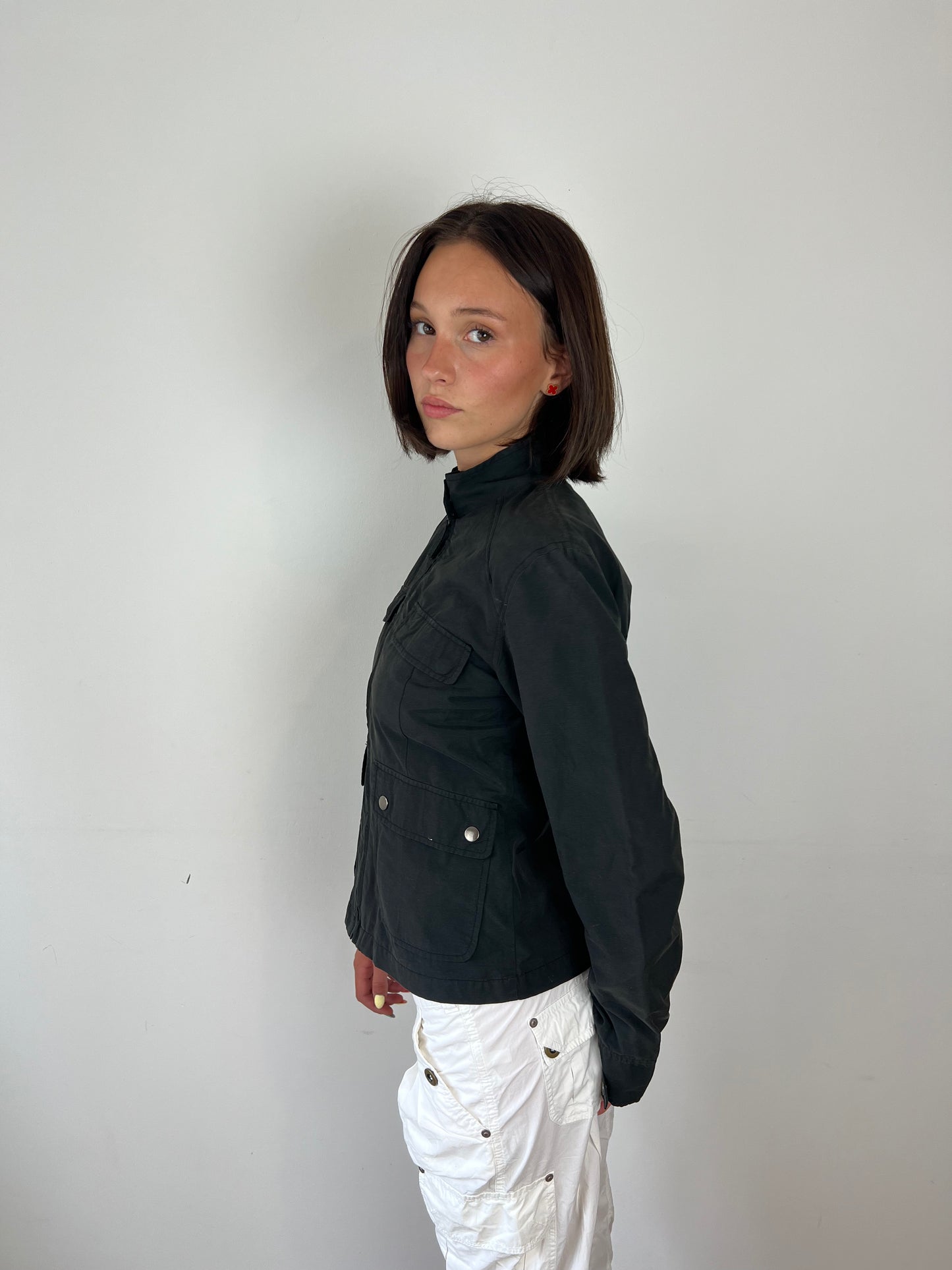 Vintage black cargo utility jacket, S