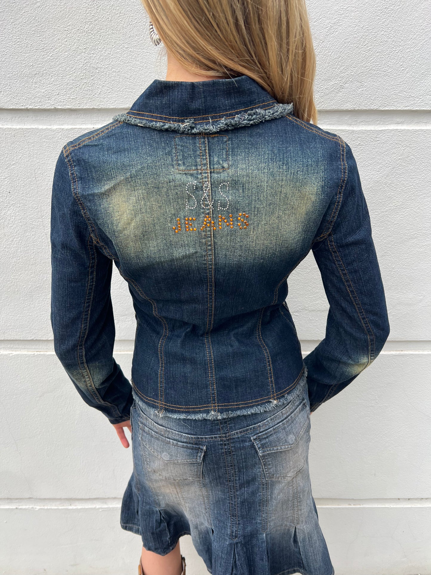 vintage dark wash denim blazer