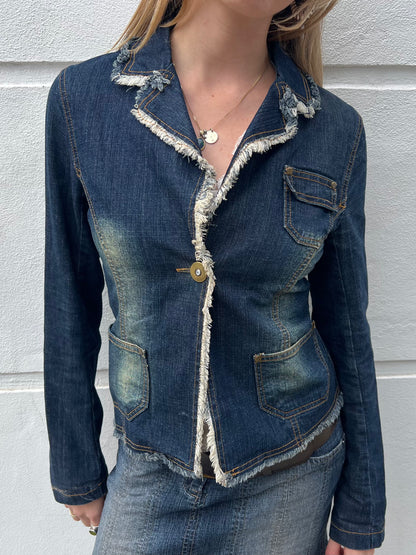 vintage dark wash denim blazer