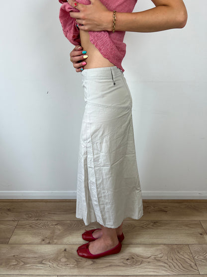 Vintage asymmetrical beige midi skirt, S