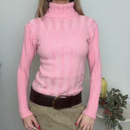 vintage 00s pink turtleneck jumper