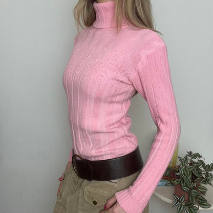 vintage 00s pink turtleneck jumper