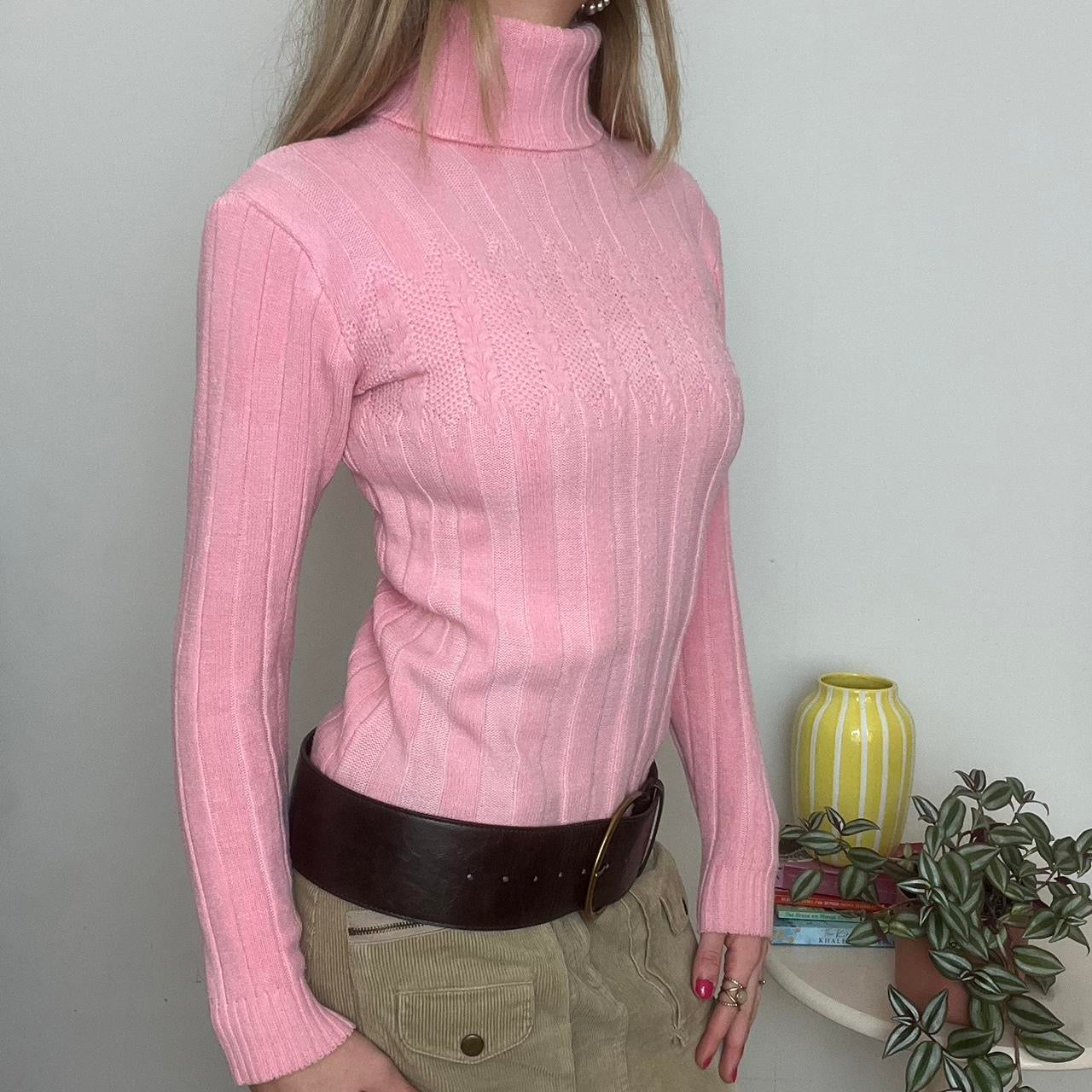 vintage 00s pink turtleneck jumper