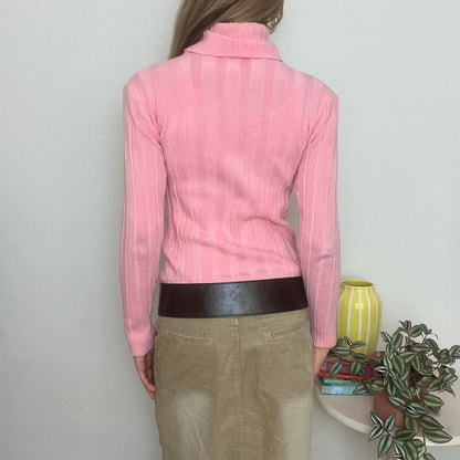 vintage 00s pink turtleneck jumper