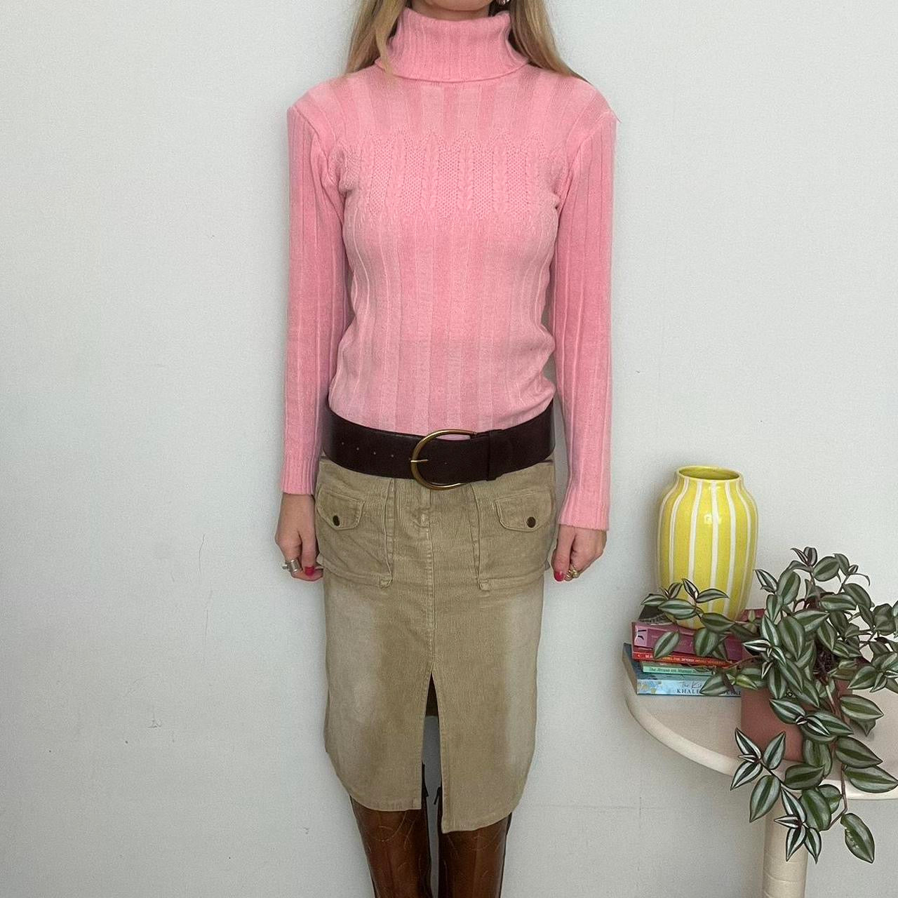 vintage 00s pink turtleneck jumper