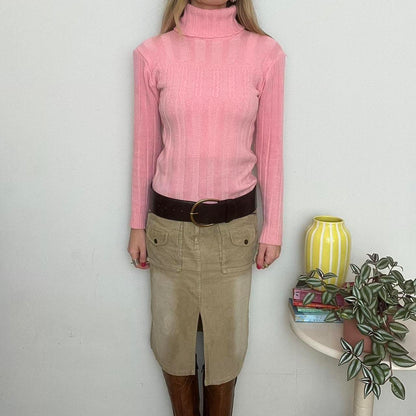 vintage 00s pink turtleneck jumper