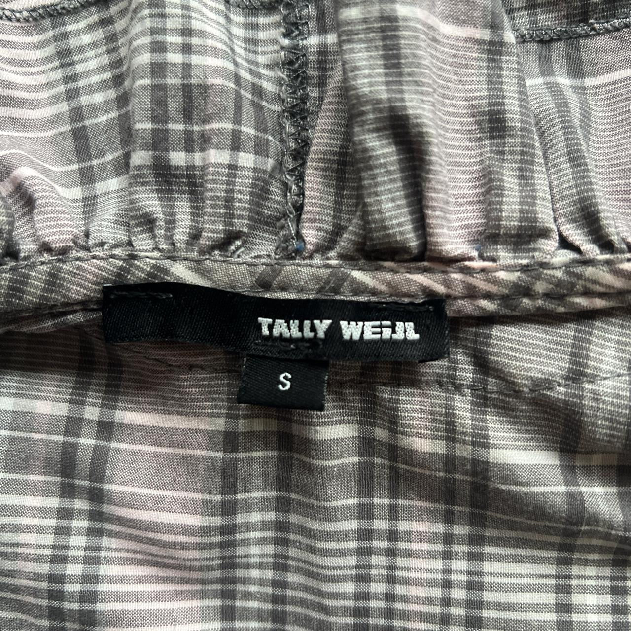 'Tally Weijl' pink & grey plaid ruffle blouse