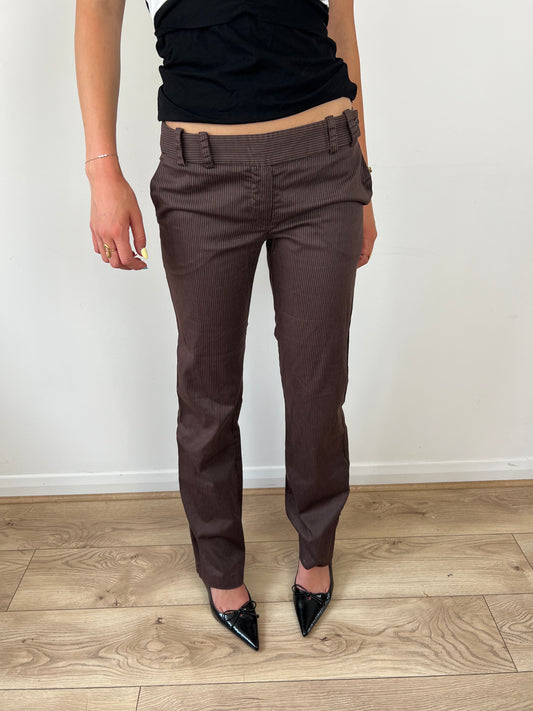 Sinéquanone brown pinstripe trousers, S