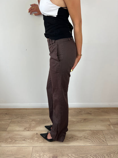 Sinéquanone brown pinstripe trousers, S