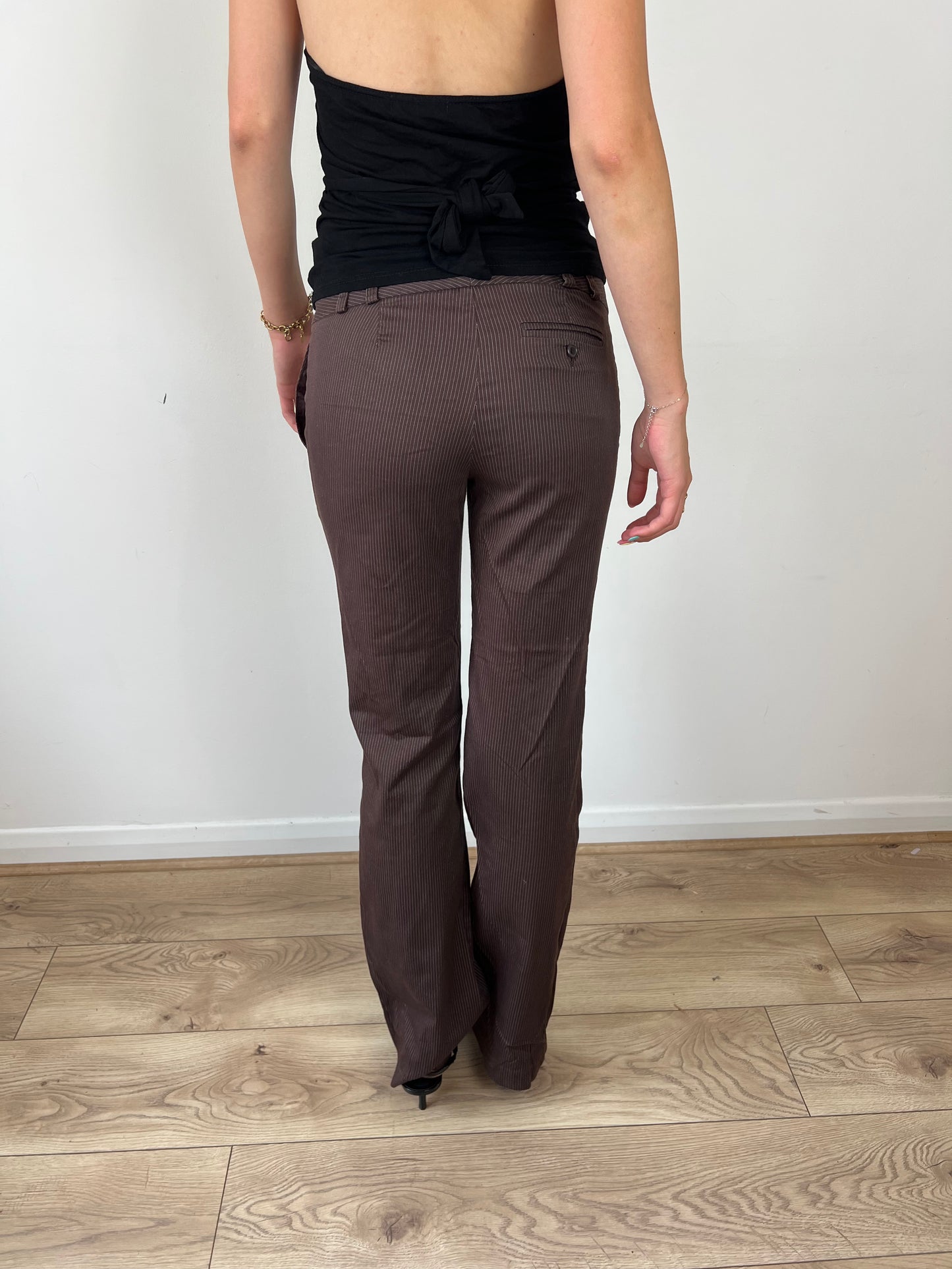 Sinéquanone brown pinstripe trousers, S