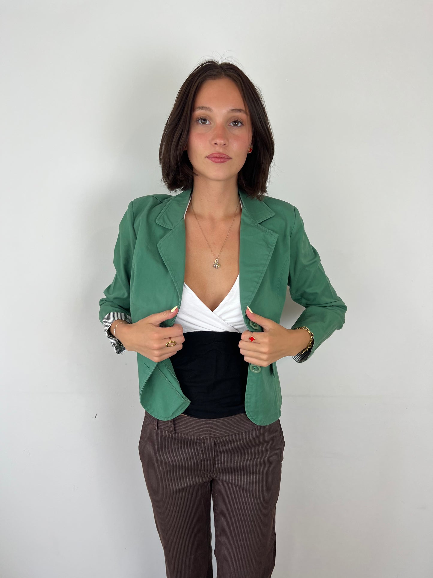 Vintage green button up blazer, S