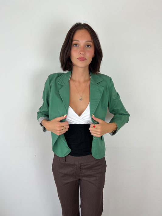 Vintage green button up blazer, S