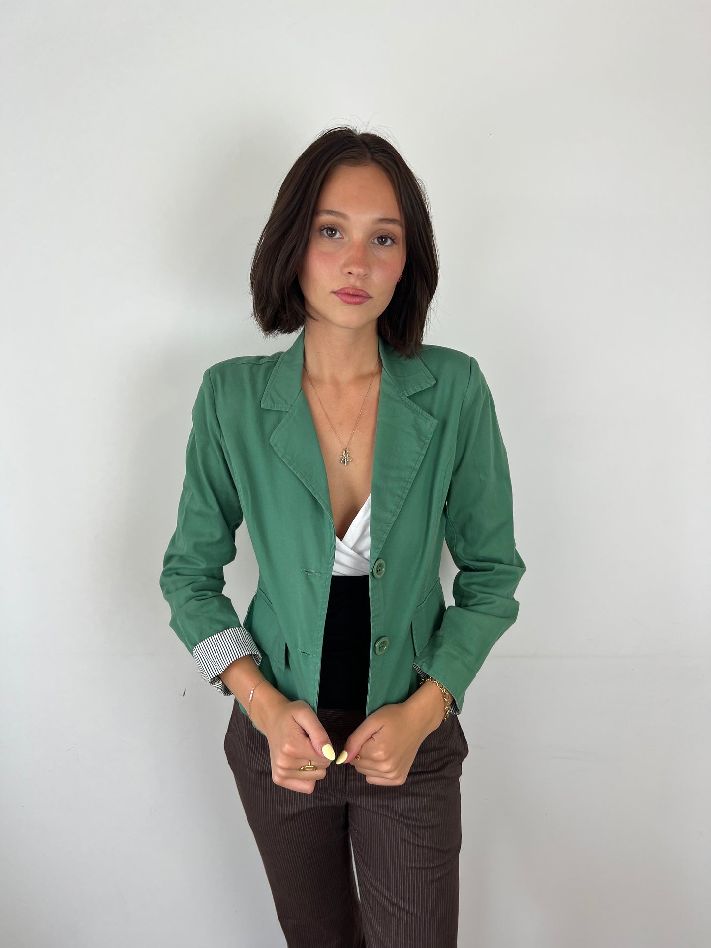 Vintage green button up blazer, S