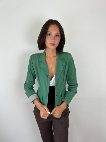 Vintage green button up blazer, S