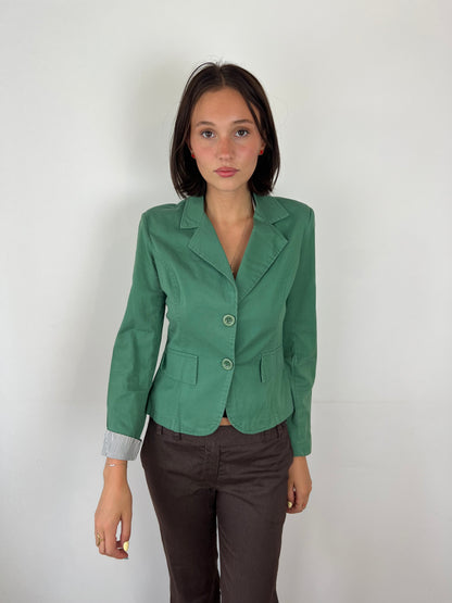 Vintage green button up blazer, S