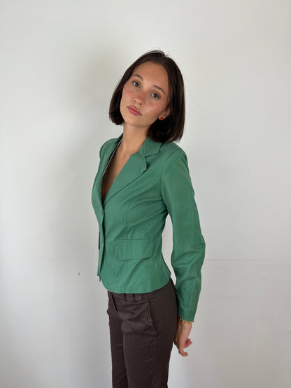 Vintage green button up blazer, S