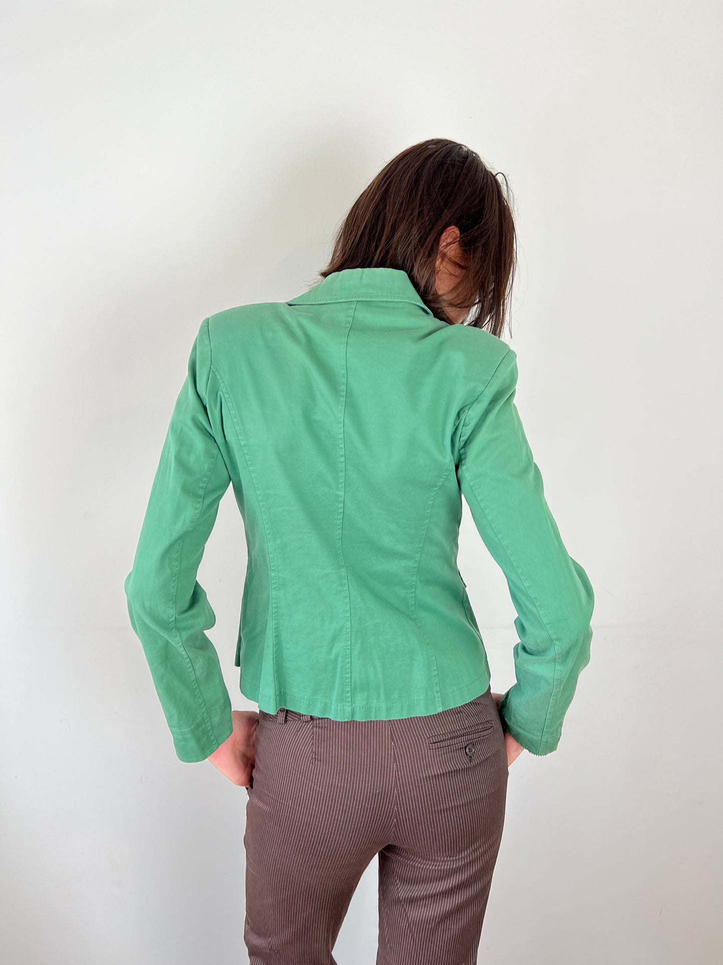 Vintage green button up blazer, S