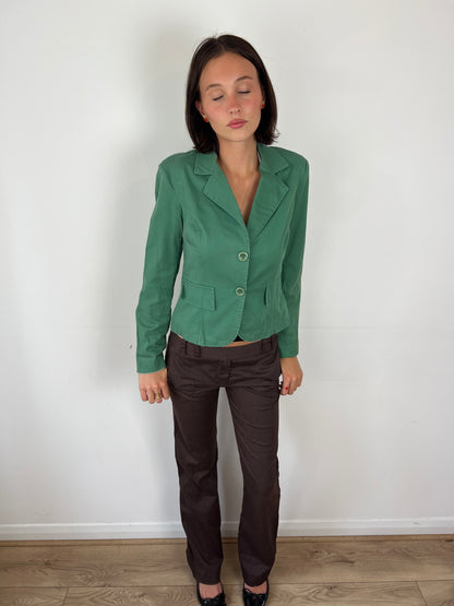 Vintage green button up blazer, S