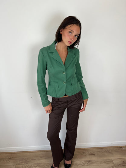 Vintage green button up blazer, S
