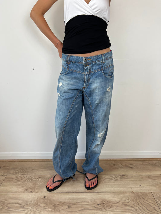 ONLY distressed parachute trousers, L