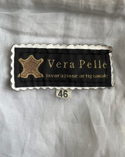 white genuine leather zip up jacket