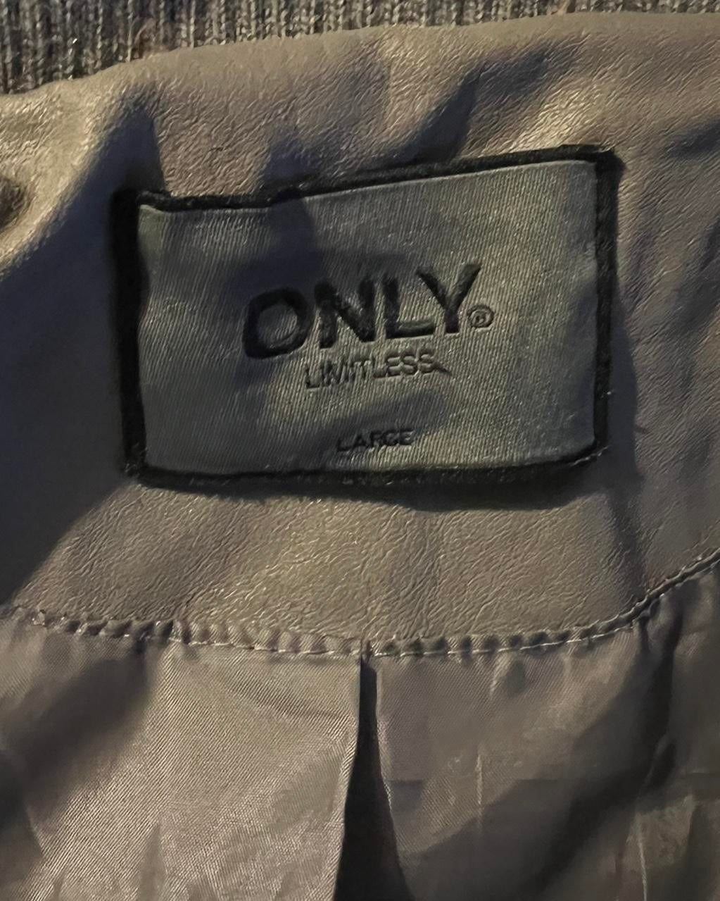 ONLY grey leather bomber jacket