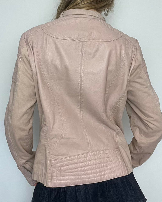 S.Oliver pink leather zip up jacket