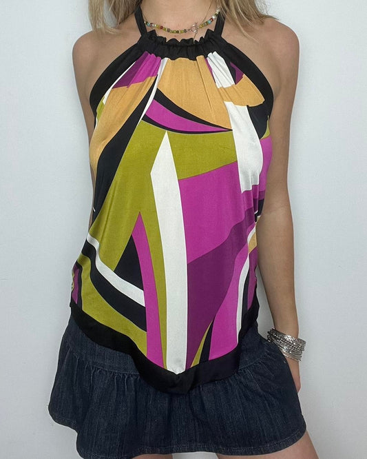 vintage 90s geometric halter top